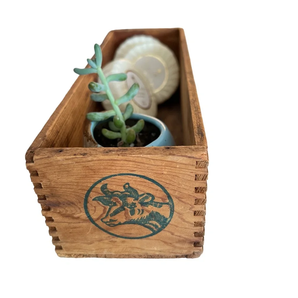 Vintage 50s Penn Maid Wooden Cheese Box Dove-Tail Antique Country Kitchen Decor